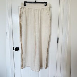 Aerie Cream Gauze/Crochet Pants